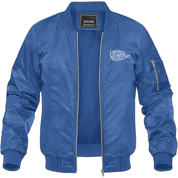 Men's Creedence Clearwater Revival Logo Lightweight Bomber Jacket Windbreaker Softshell Varsity Jacket Coat