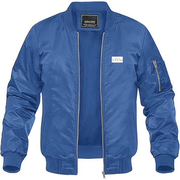 Men's Nnesi Logo Lightweight Bomber Jacket Windbreaker Softshell Varsity Jacket Coat
