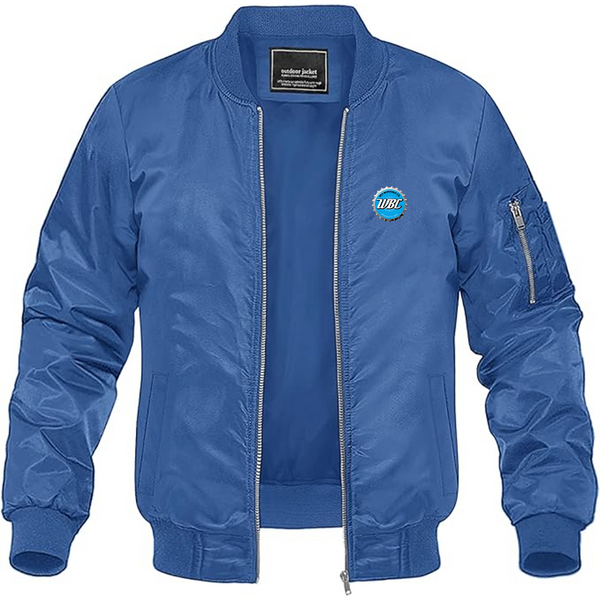 Men's Wit Beverage Company Logo Lightweight Bomber Jacket Windbreaker Softshell Varsity Jacket Coat