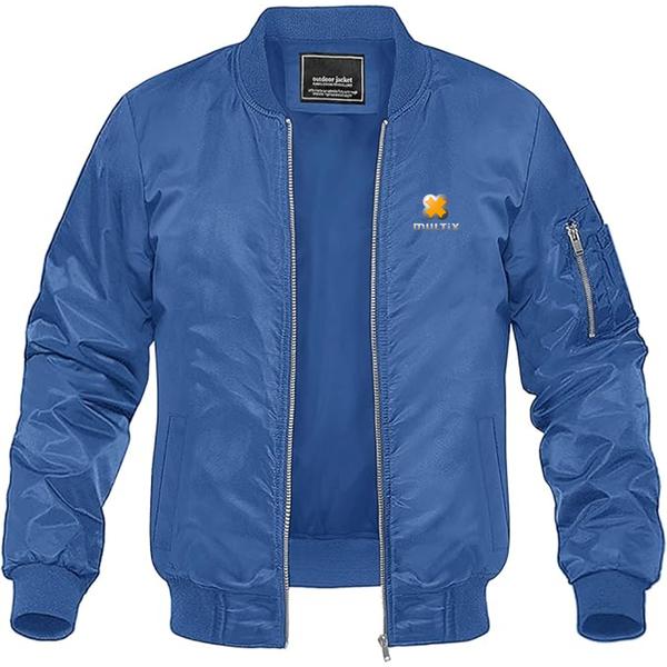 Men's Multix  Logo Lightweight Bomber Jacket Windbreaker Softshell Varsity Jacket Coat