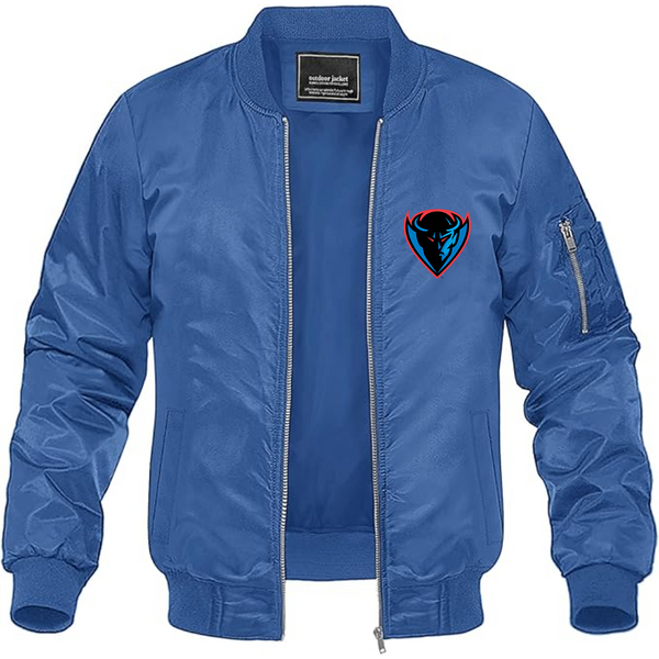 Men's  DePaul Blue Demons Lightweight Bomber Jacket Windbreaker Softshell Varsity Jacket Coat