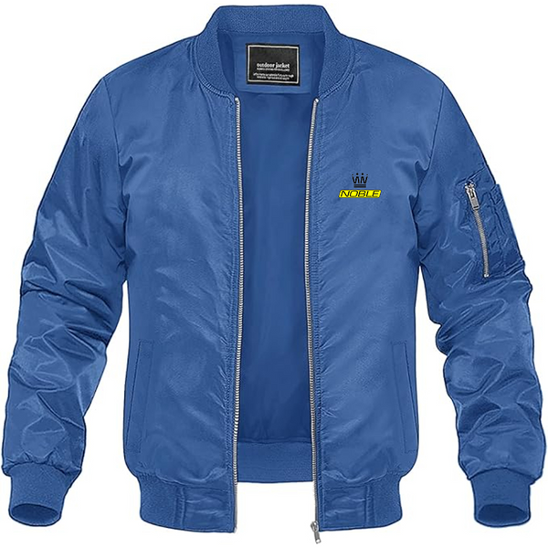 Men's Noble Logo Lightweight Bomber Jacket Windbreaker Softshell Varsity Jacket Coat