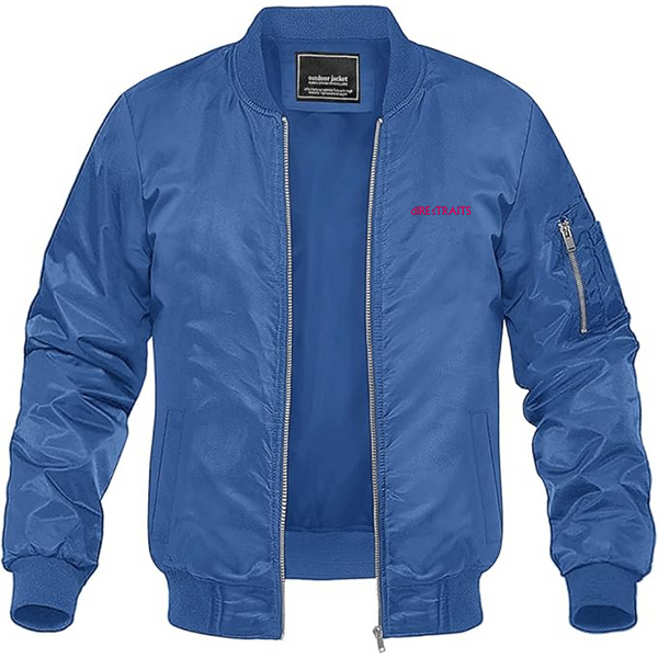 Men's Dire Straits Logo Lightweight Bomber Jacket Windbreaker Softshell Varsity Jacket Coat