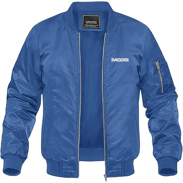 Men's Paccar Logo Lightweight Bomber Jacket Windbreaker Softshell Varsity Jacket Coat