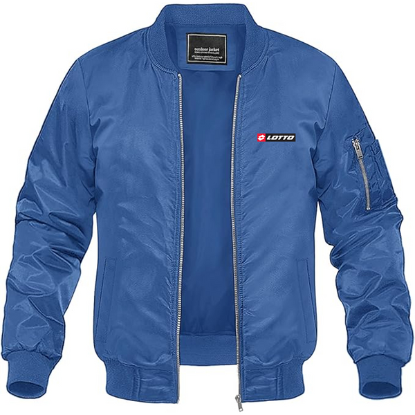 Men's Lotto Logo Lightweight Bomber Jacket Windbreaker Softshell Varsity Jacket Coat