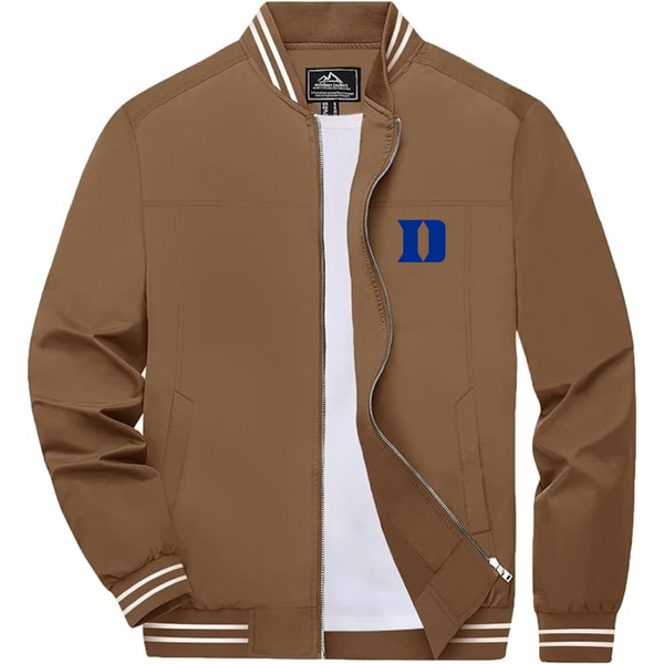 Men's  Duke Blue Devils Lightweight Zip-Up Bomber Jacket with Ribbed Collar and Cuffs Versatile Casual Outerwear
