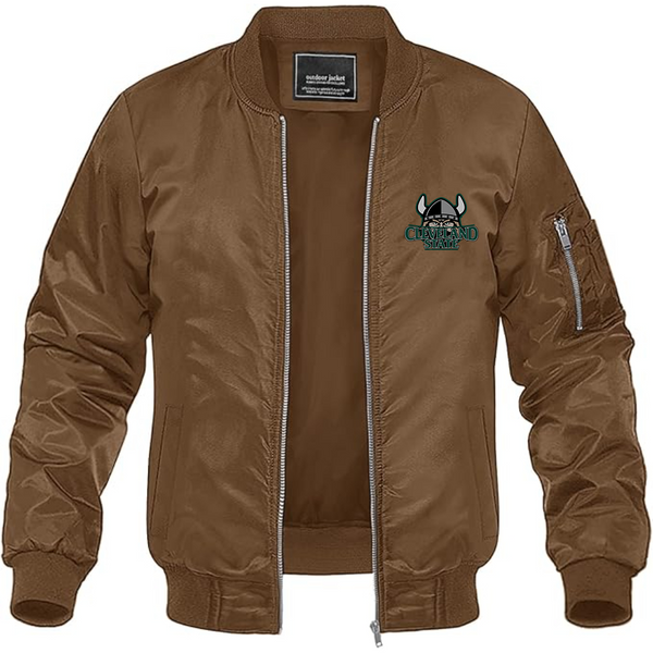 Men's Cleveland State Vikings  Lightweight Bomber Jacket Windbreaker Softshell Varsity Jacket Coat