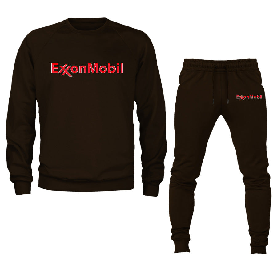 Men's Exxon Mobil Gas Station Logo Crewneck Sweatshirt Joggers Suit