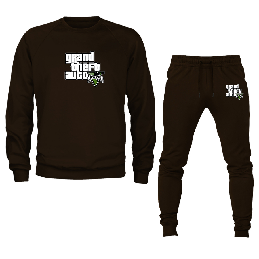 Men's GTA 5 Grand Theft Auto V Crewneck Sweatshirt Joggers Suit Game