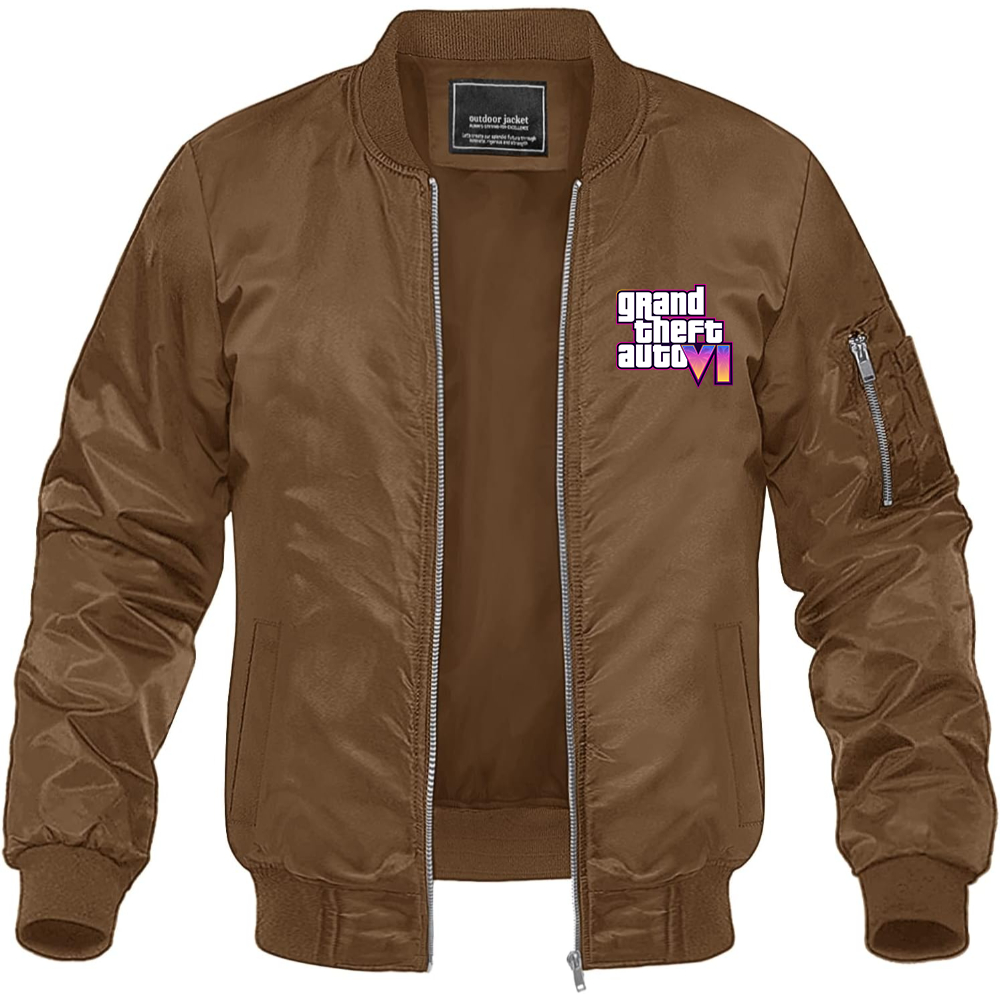 Men's GTA 6 Grand Theft Auto VI Lightweight Bomber Jacket Windbreaker Softshell Varsity Jacket Coat Game