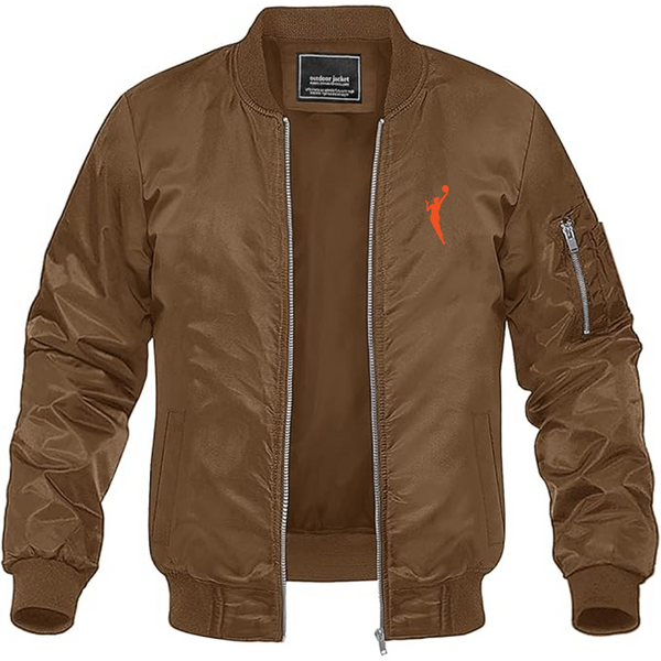 Men's WNBA Symbol Logo Lightweight Bomber Jacket Windbreaker Softshell Varsity Jacket Coat