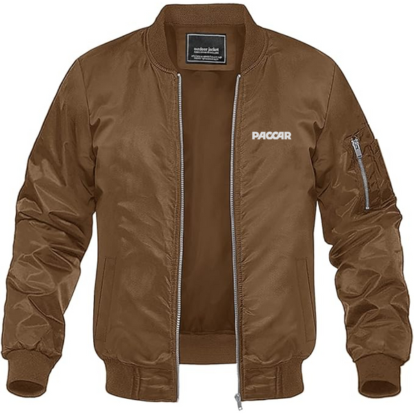 Men's Paccar Logo Lightweight Bomber Jacket Windbreaker Softshell Varsity Jacket Coat