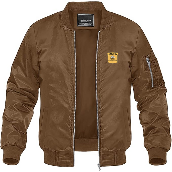 Men's Cutty Sark Logo Lightweight Bomber Jacket Windbreaker Softshell Varsity Jacket Coat