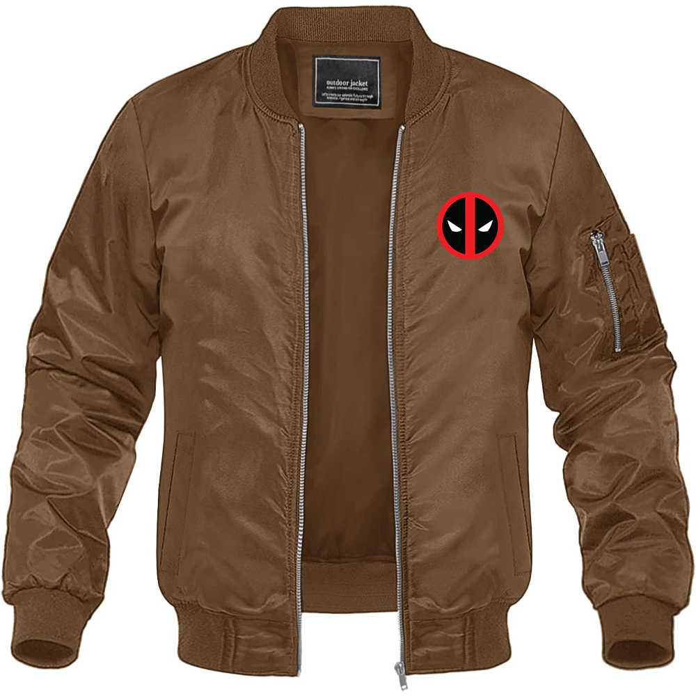 Men's Deadpool Marvel Superhero Lightweight Bomber Jacket Windbreaker Softshell Varsity Jacket Coat