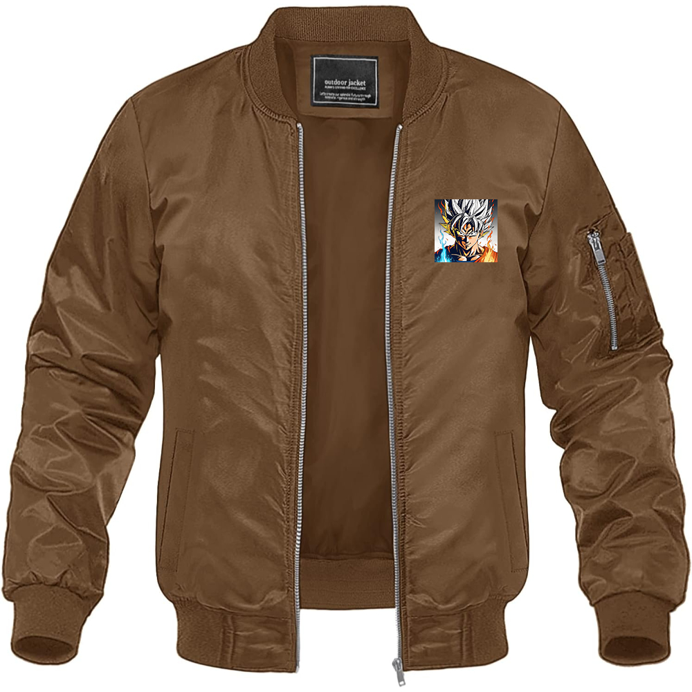 Men's Goku Fire Dragon Ball Z Cartoon Lightweight Bomber Jacket Windbreaker Softshell Varsity Jacket Coat