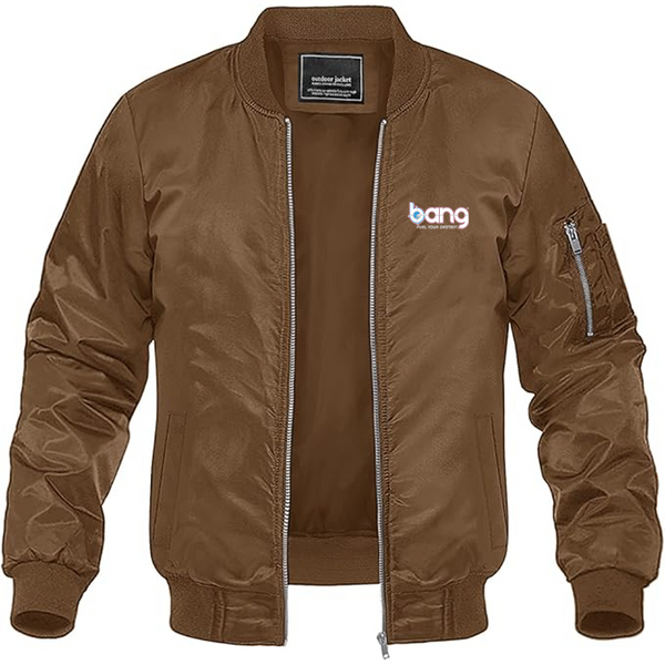 Men's Bang Energy Logo Lightweight Bomber Jacket Windbreaker Softshell Varsity Jacket Coat