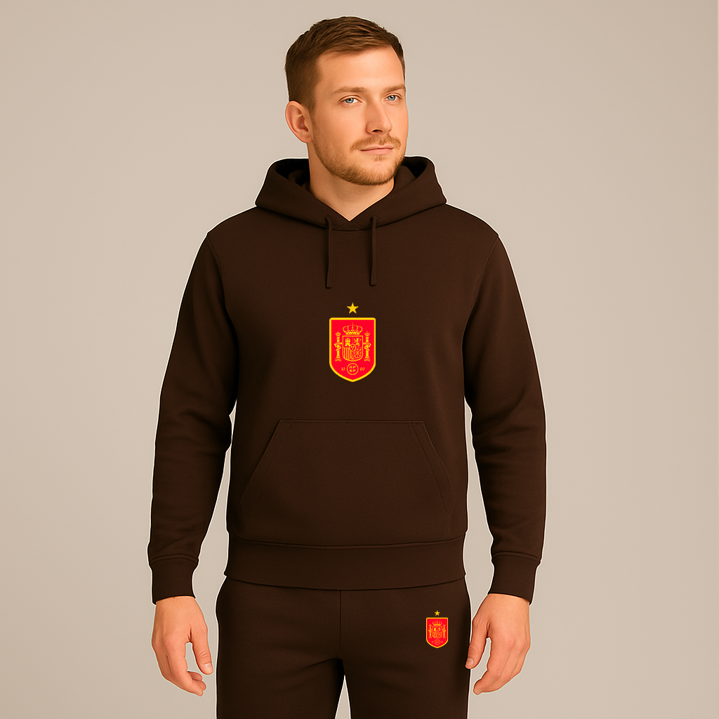 Men's Spain Red Logo National Soccer Team Hoodie Joggers Set
