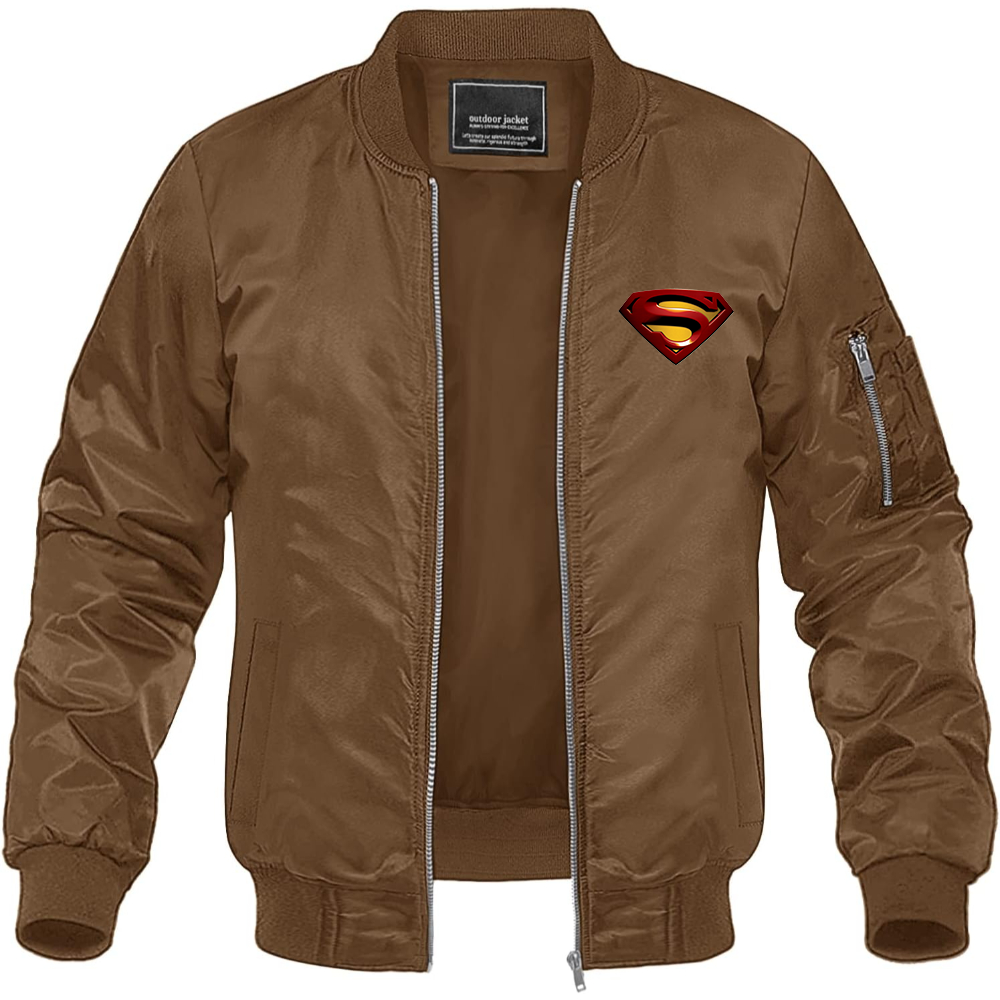 Men's Superman Superhero Lightweight Bomber Jacket Windbreaker Softshell Varsity Jacket Coat