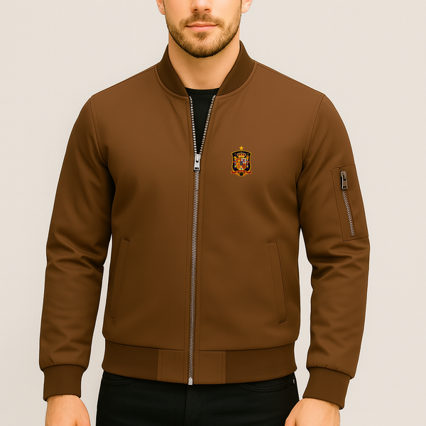 Men's Spain National Soccer Team Lightweight Bomber Jacket Windbreaker Softshell Varsity Jacket Coat