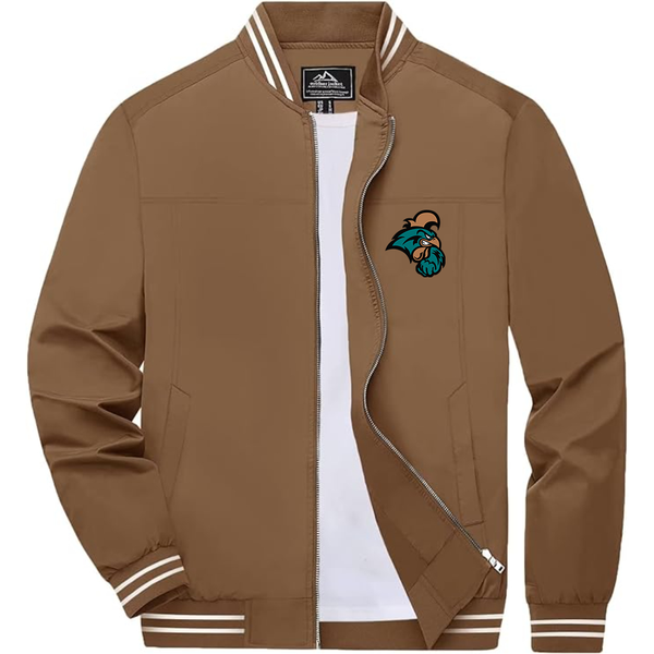 Men's  Coastal Carolina Chanticleers Lightweight Zip-Up Bomber Jacket with Ribbed Collar and Cuffs Versatile Casual Outerwear