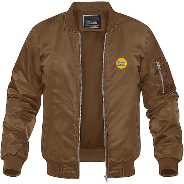 Men's SharafDG Logo Lightweight Bomber Jacket Windbreaker Softshell Varsity Jacket Coat