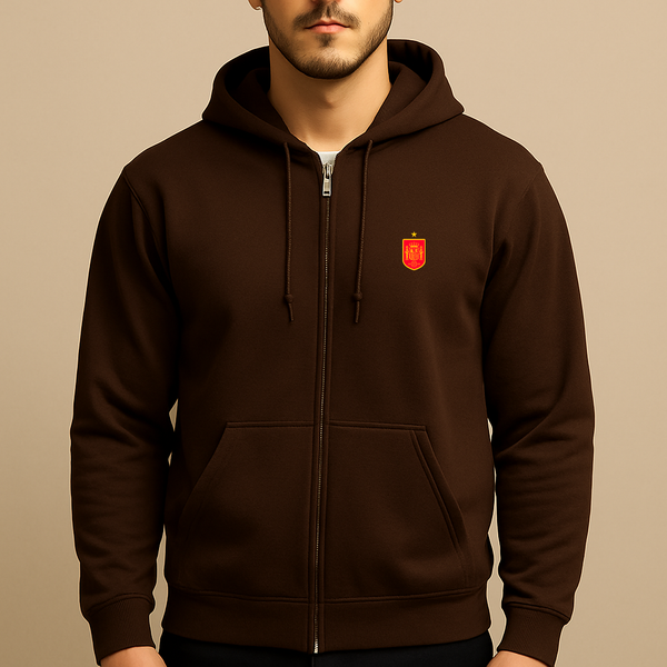 Men's Spain Red Logo National Soccer Team Zipper Hoodie