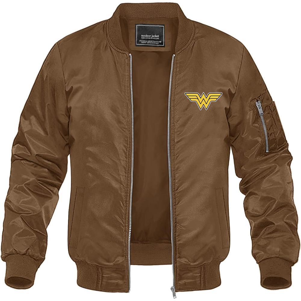 Men's Wonder Woman Superhero Lightweight Bomber Jacket Windbreaker Softshell Varsity Jacket Coat