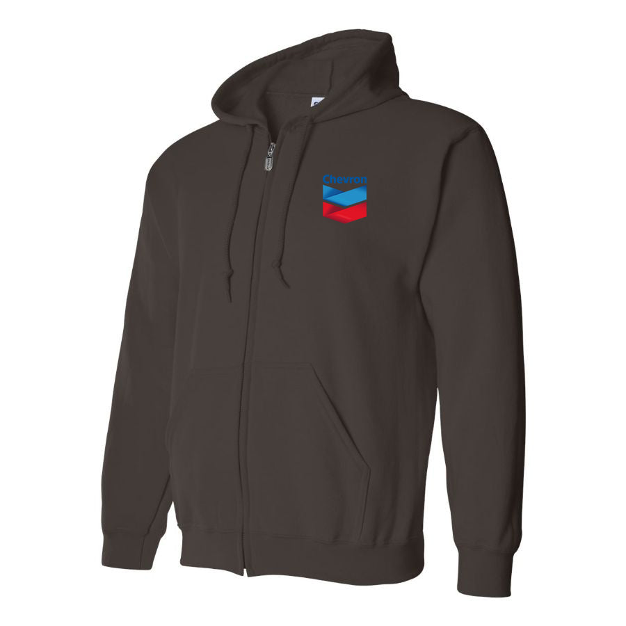 Men's Chevron Gas Station  Zipper Hoodie