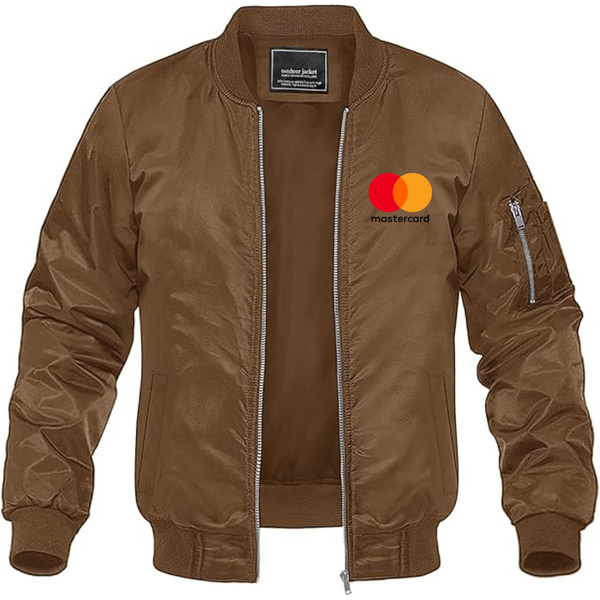 Men's  Mastercard Logo Lightweight Bomber Jacket Windbreaker Softshell Varsity Jacket Coat