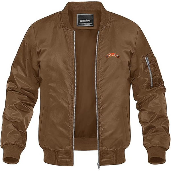 Men's Baileys Logo Lightweight Bomber Jacket Windbreaker Softshell Varsity Jacket Coat