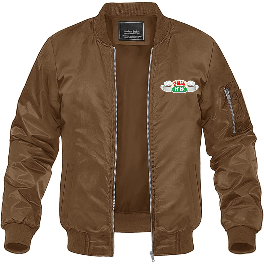 Men's Central Perk Friends Show Lightweight Bomber Jacket Windbreaker Softshell Varsity Jacket Coat