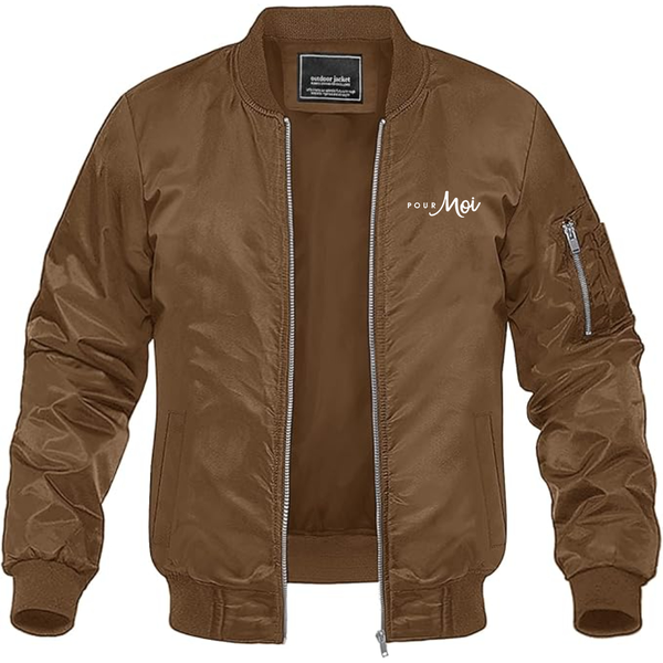 Men's Pour Moi Logo  Lightweight Bomber Jacket Windbreaker Softshell Varsity Jacket Coat