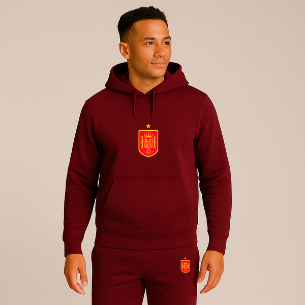 Men's Spain Red Logo National Soccer Team Hoodie Joggers Set