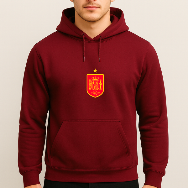 Men's Spain Red Logo National Soccer Team Pullover Hoodie
