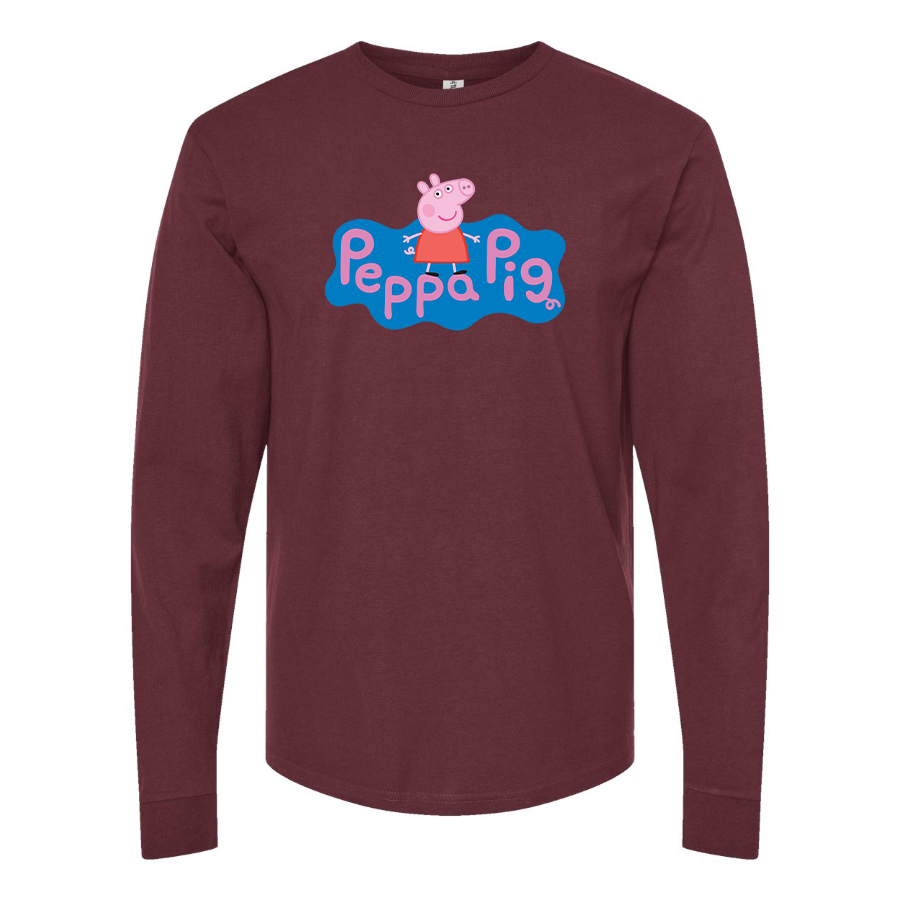 Men's Pegga Pig Cartoon Long Sleeve T-Shirt