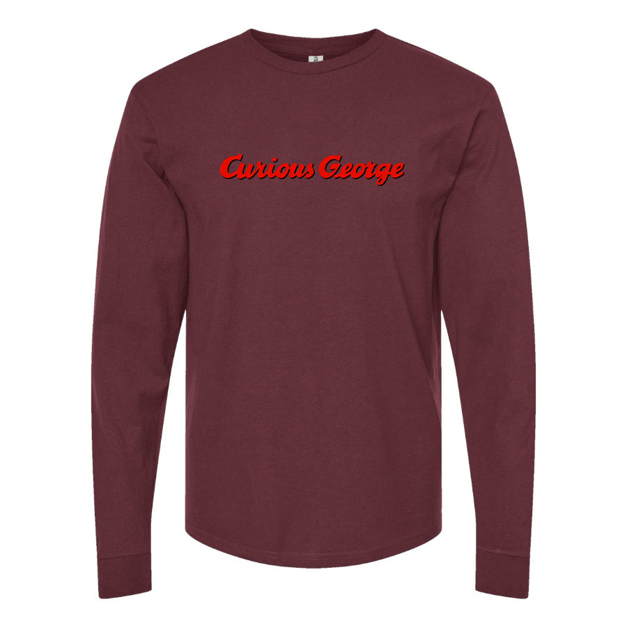 Men's Curious George Cartoon Long Sleeve T-Shirt