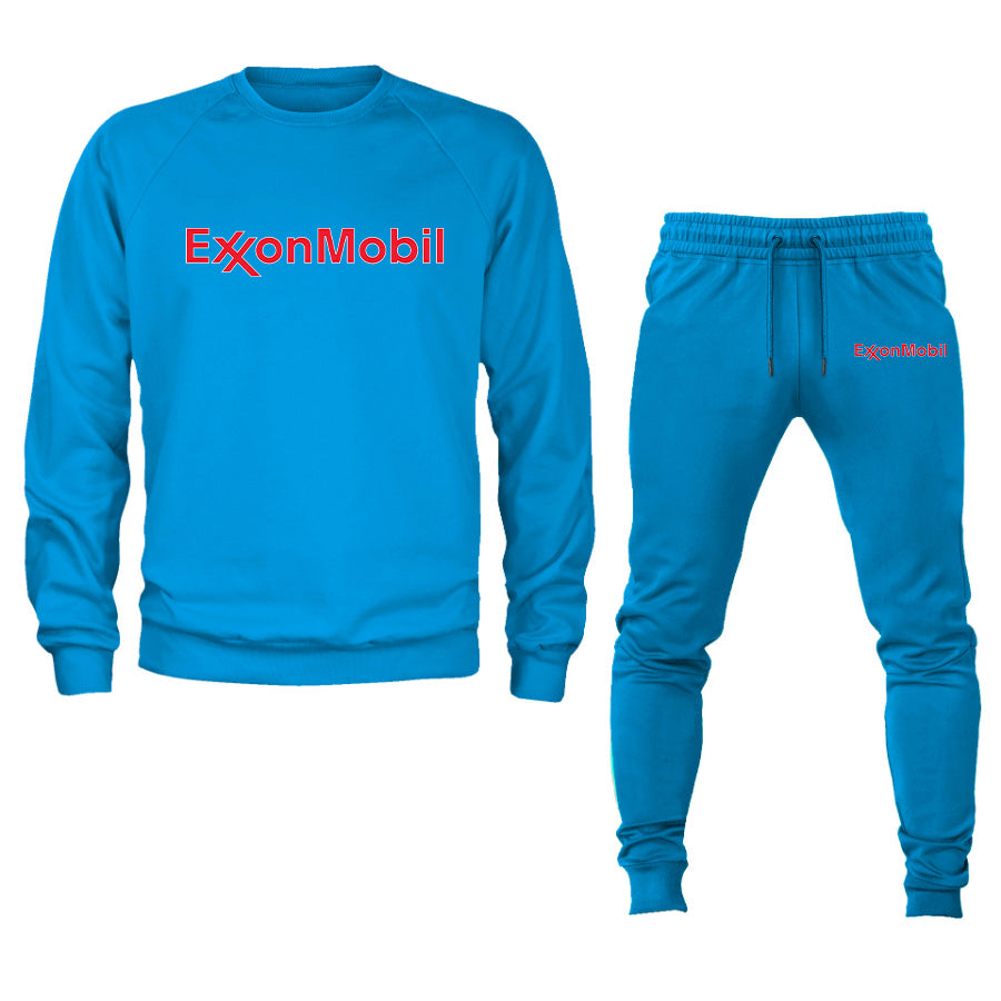 Men's Exxon Mobil Gas Station Logo Crewneck Sweatshirt Joggers Suit