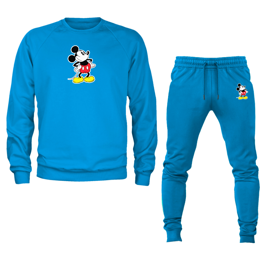 Men's Mickey Mouse Cartoon Crewneck Sweatshirt Joggers Suit