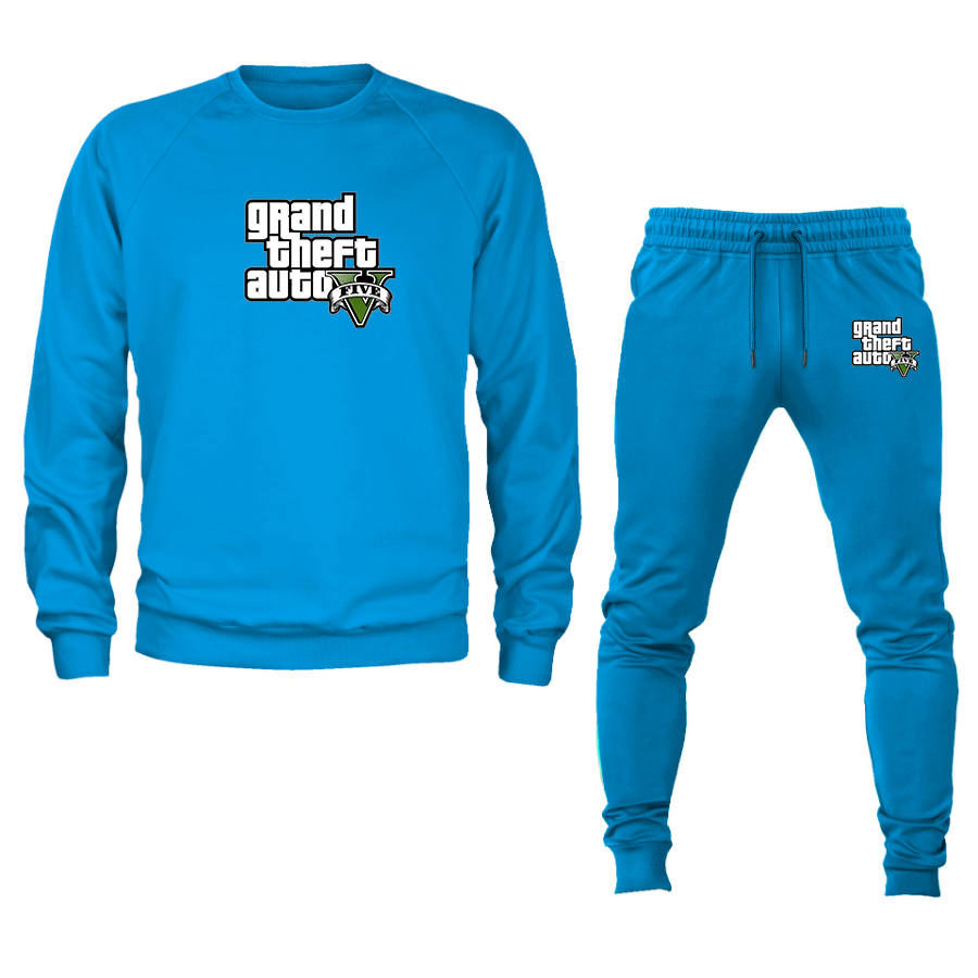 Men's GTA 5 Grand Theft Auto V Crewneck Sweatshirt Joggers Suit Game