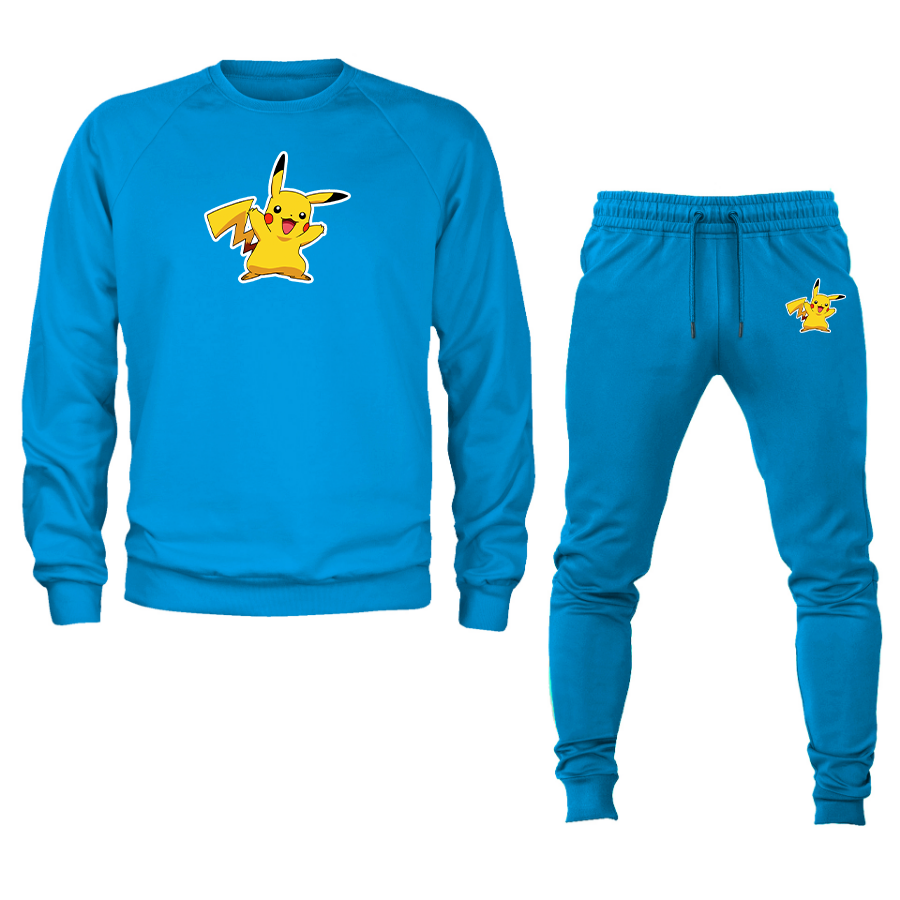 Men's Pikachu Cartoon Crewneck Sweatshirt Joggers Suit