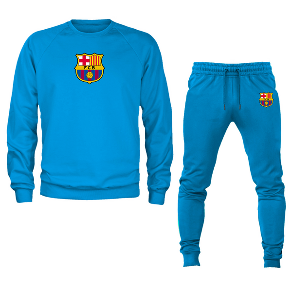 Men's F.C. Barcelona Soccer Logo Crewneck Sweatshirt Joggers Suit