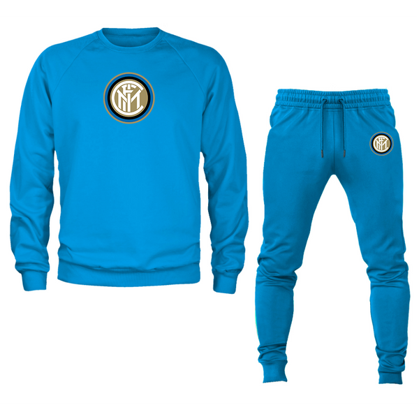 Men's Inter Milan Soccer Logo Crewneck Sweatshirt Joggers Suit