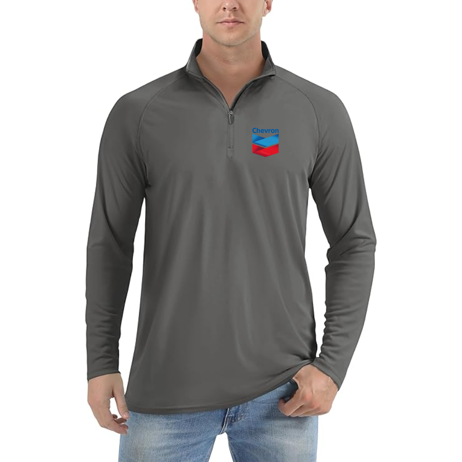 Men’s Chevron Gas Station - Lightweight Quarter-Zip Athletic Shirt – Long Sleeve Polyester Wear