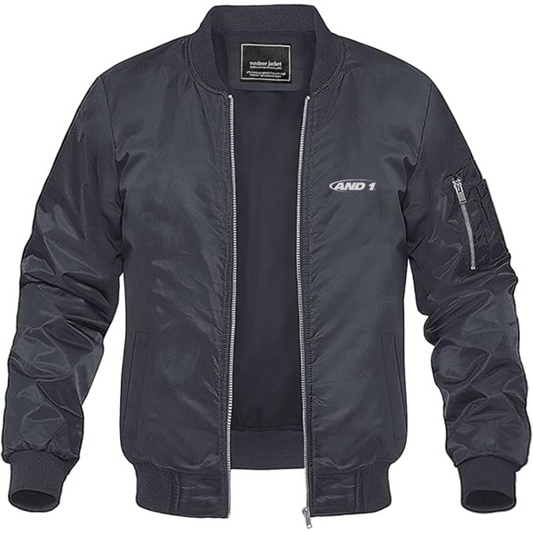Men's AND1 Logo Lightweight Bomber Jacket Windbreaker Softshell Varsity Jacket Coat