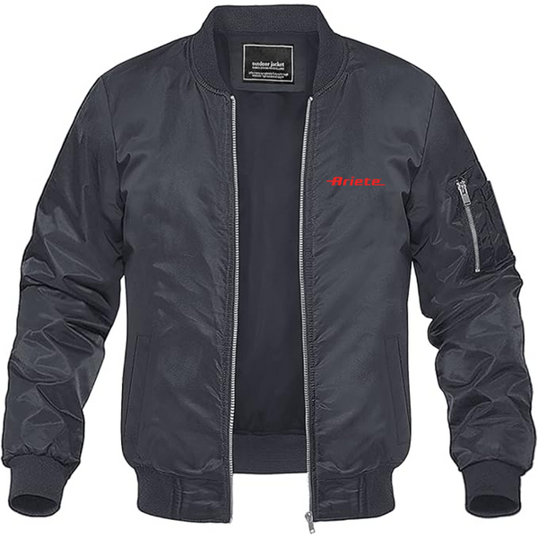 Men's Ariete Logo Lightweight Bomber Jacket Windbreaker Softshell Varsity Jacket Coat