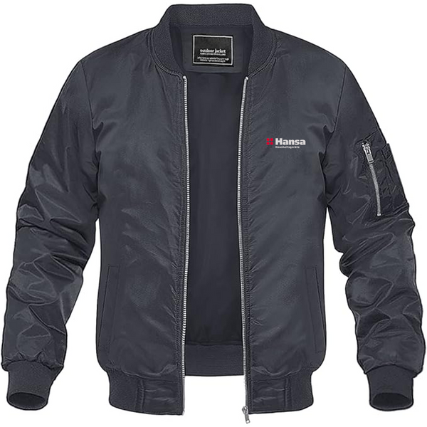Men's Hansa Logo Lightweight Bomber Jacket Windbreaker Softshell Varsity Jacket Coat