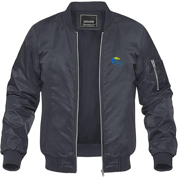 Men's Van Gogh Logo Lightweight Bomber Jacket Windbreaker Softshell Varsity Jacket Coat