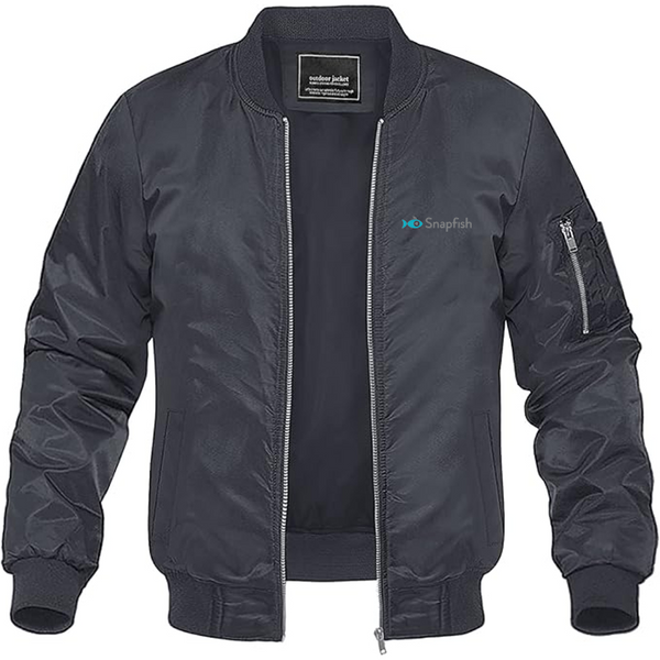 Men's Snapfish Logo Lightweight Bomber Jacket Windbreaker Softshell Varsity Jacket Coat