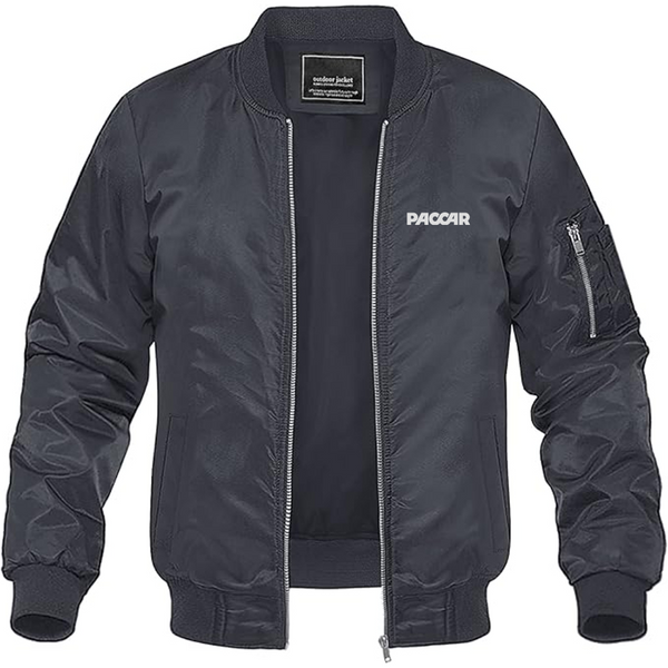Men's Paccar Logo Lightweight Bomber Jacket Windbreaker Softshell Varsity Jacket Coat