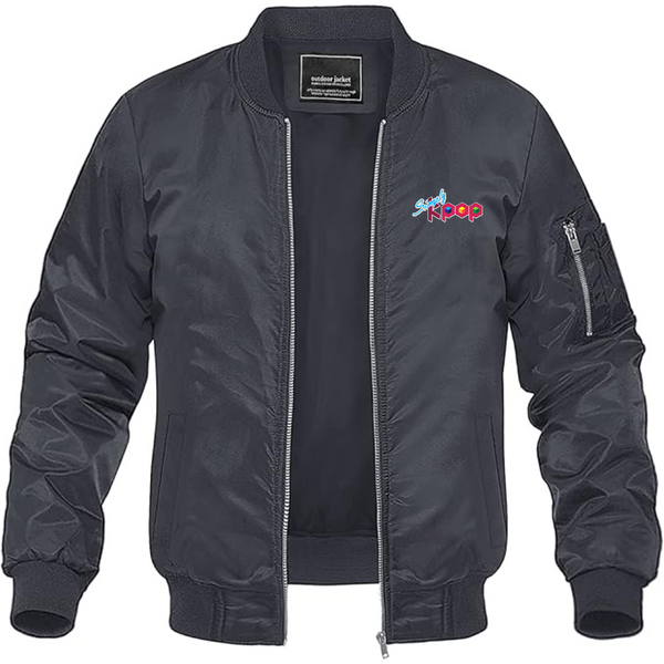 Men's Simply Kpop Lightweight Bomber Jacket Windbreaker Softshell Varsity Jacket Coat